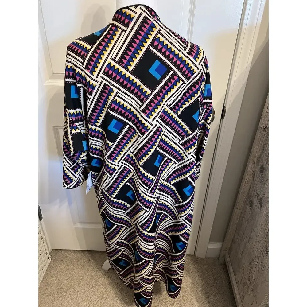LuLaRoe Shirley Kimono Large Southwestern Aztec Open Front Duster NWT